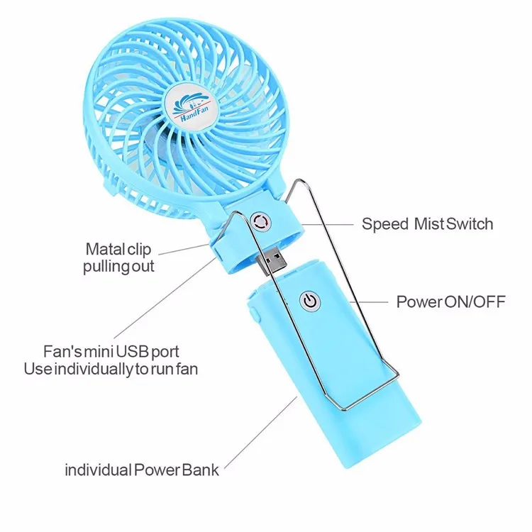 5200mah 2a Quick Charge Mini Power Bank Fan Battery Operated Mini Usb