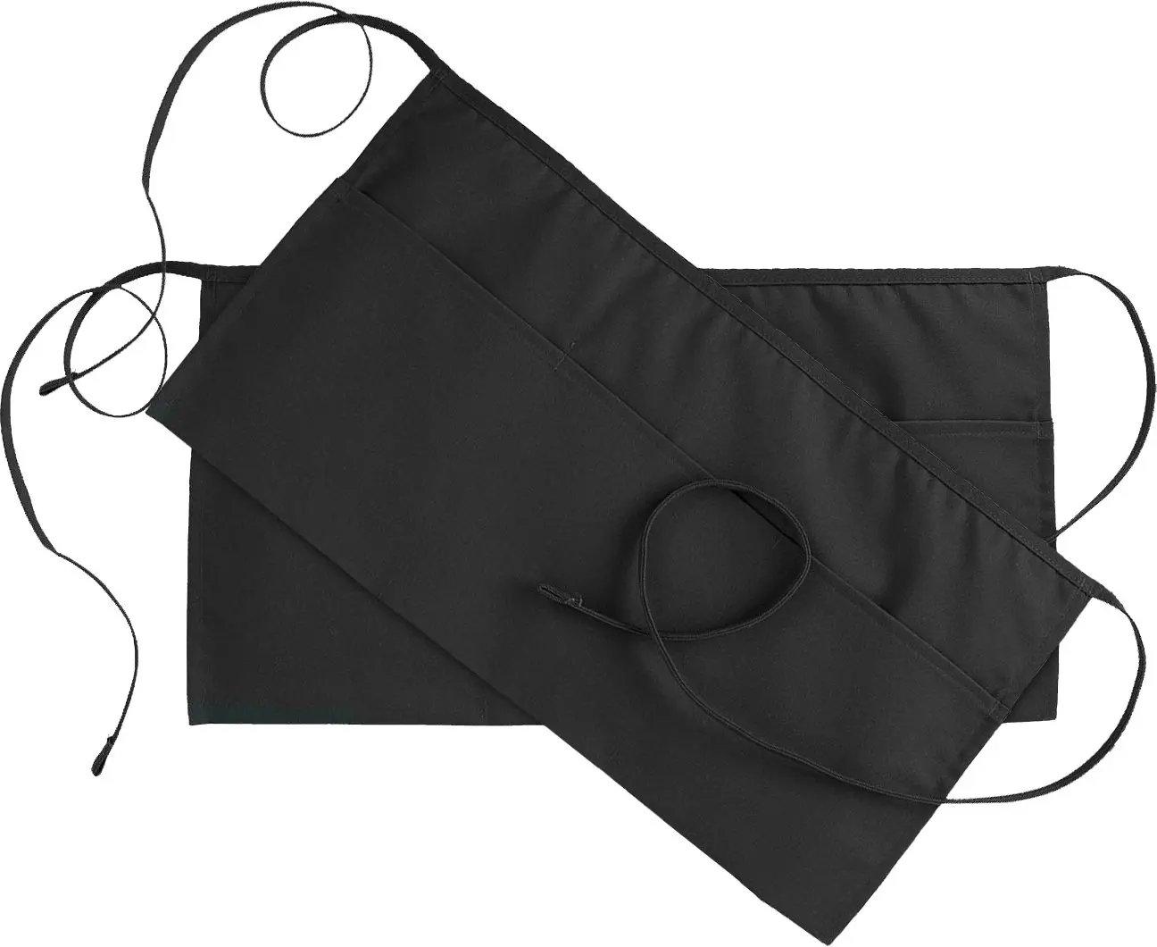 Utopia Wear 3 Pockets Waist Apron (Set of 2, Black, 24 x 12 inches) - Restaurant Half Aprons Men, Women, Chef, Baker, Servers, Waitress, Waiter, Bartender, Craftsmen and Money Apron, Check Holder