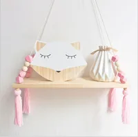 

Wooden multifunctional children's room storage shelf Wooden Beads Storage Board Tassel