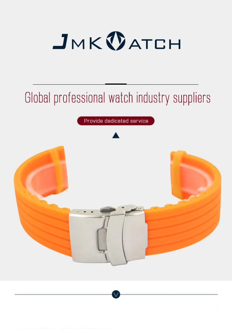 Sport Style Soft Multi Colors Stripes Grain 24 mm Silicone Watch Strap 