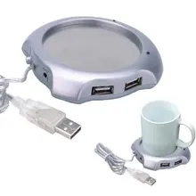 Wholesale Free Shipping Dropship 5 Pieces/Lot New USB 4 Ports Hub Warm Coffee Cup Warmer Gadget Heater