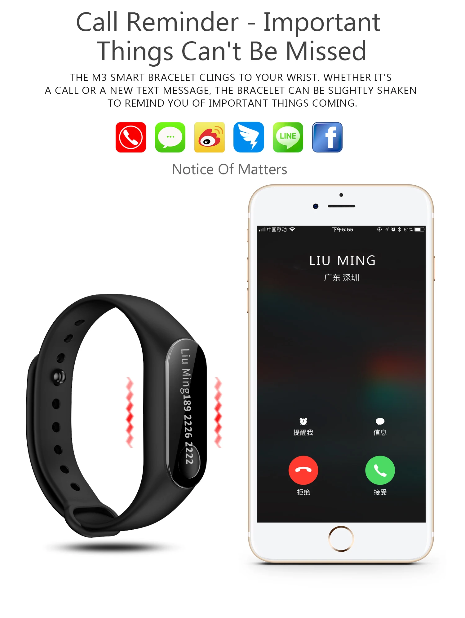 2019 Color Screen Cicret Bracelet With Projector M3 Fitness Activity