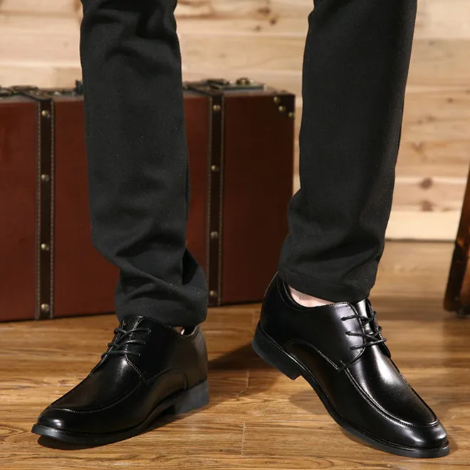
hot sale genuine leather men dress shoes anti-slip rubber outsole elevator shoes men height increasing shoes 