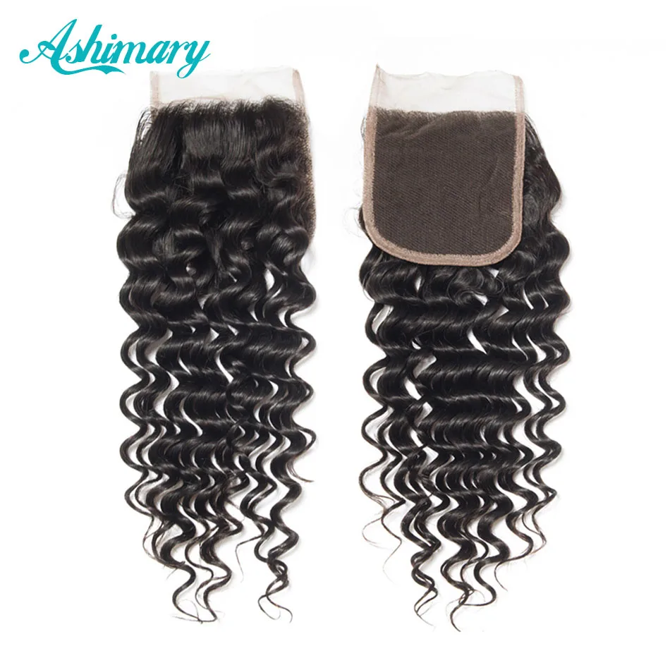 

top quality no tangle 100% virgin raw 9A Grade unprocessed brazilian hair deep wave 4*4 lace closure natural part closure, Accept customer color chart