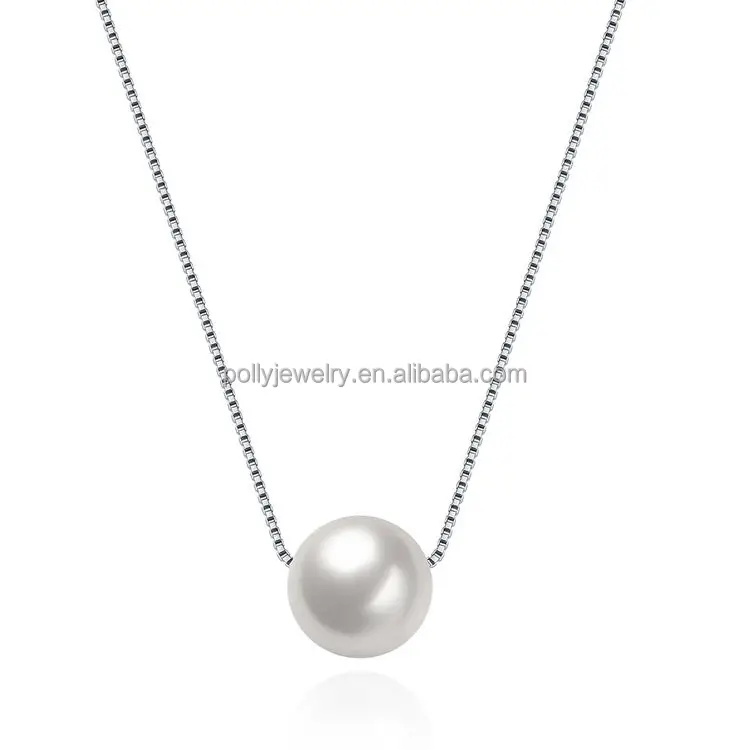 2018 Hot Sell Elegant Style Single Pearl Jewelry 925 Sterling Silver Necklace