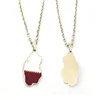 Cheap Qatar National Day metal map shape pendant soft enamel with ball chain