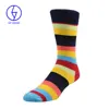 Hot sale men stripe colorful bamboo cotton fiber socks fun light up socks dress business socks for men
