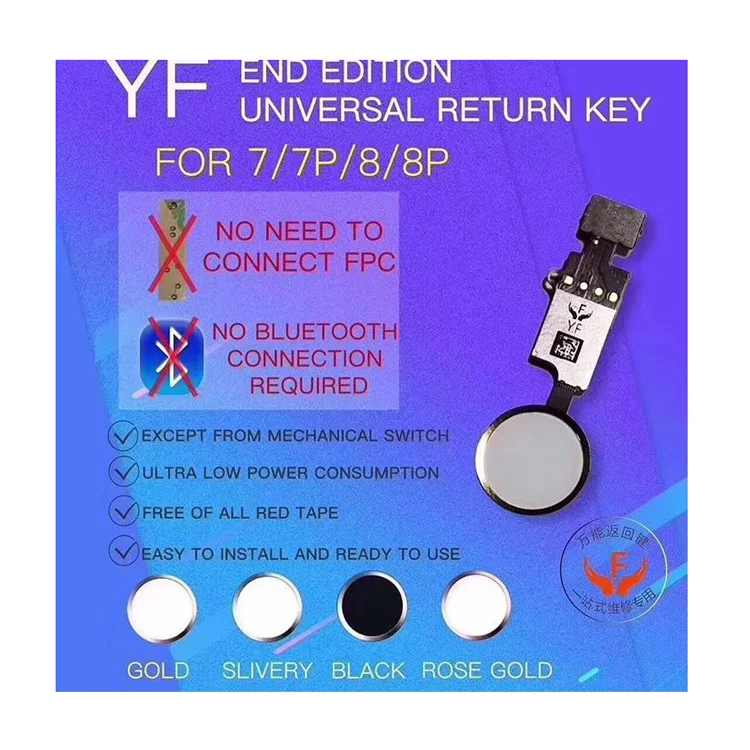 New updated YF End Edition Universal Return Key for IPhone 7 8 7 Plus 8 Plus Home Button Flex Cable
