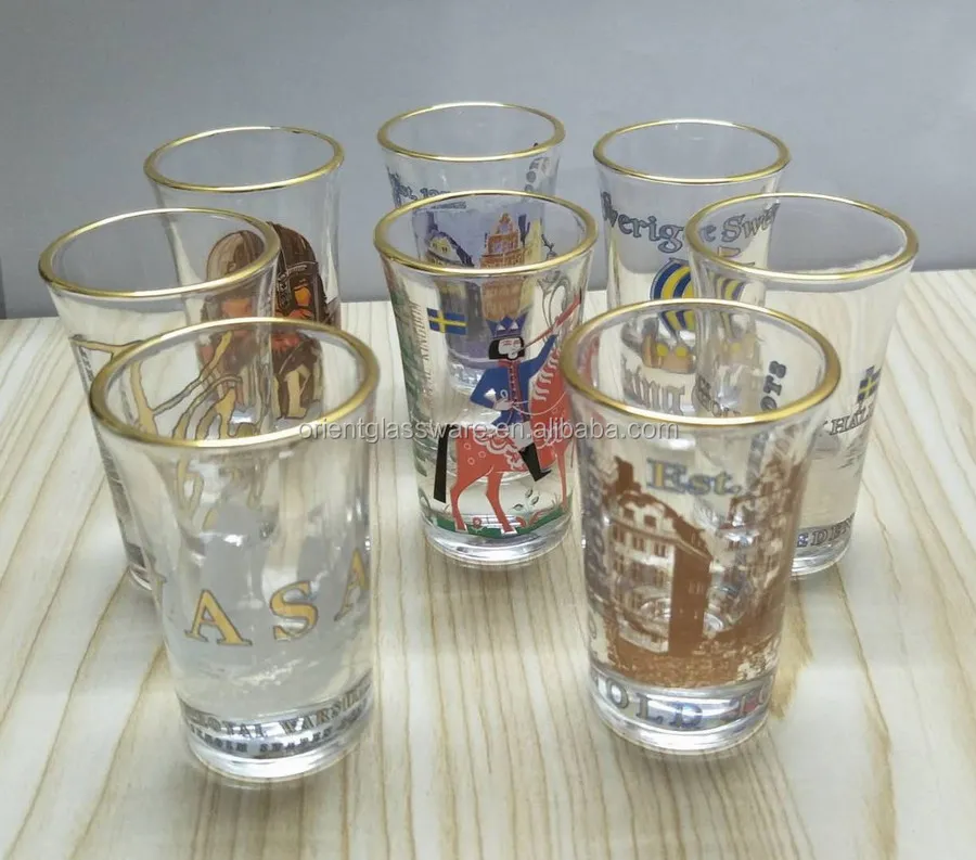 Tanlade Sublimation Shot Glasses with Golden Mouth 1.5 oz Glasses Bulk for  Whiskey, Tequila, Vodka, Espresso (24 Pcs)