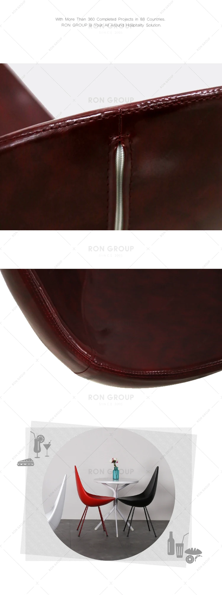 Modern pu leather stainless steel dining room chair for restaurant