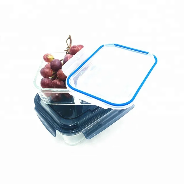 

Glass Food Storage Boxes With Lids Lock Airtight High Borosilicate BPA Free Large Bento Lunch Box Bowl For Baby, Clear