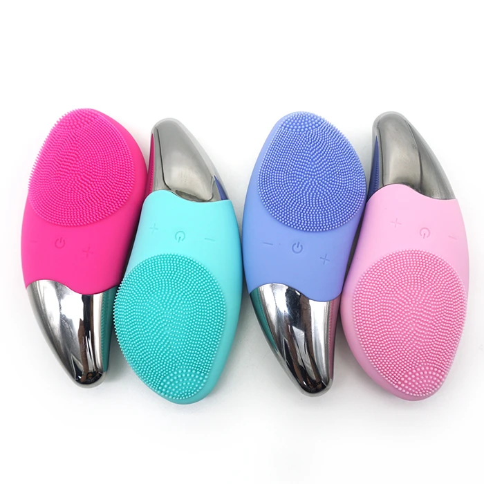 

Rechargeable Silicone Waterproof Sonic Electric Facial Massager Cleansing Brush Face cleaner, Blue/green/pink/purple