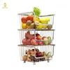 Three Tiers Metal Kitchen Storage Rack Moving Fruit and Vegetable Storage Rack With Wheels