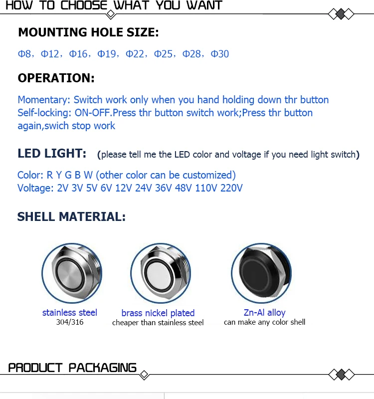 push button switch,momentary push button switch,metal push button switch,16mm push button switch,2 pin push button switch,220 volt push button switch