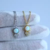 factory custom 100% 925 sterling silver round 6mm opal white fire stone gemstone silver delilcate necklace