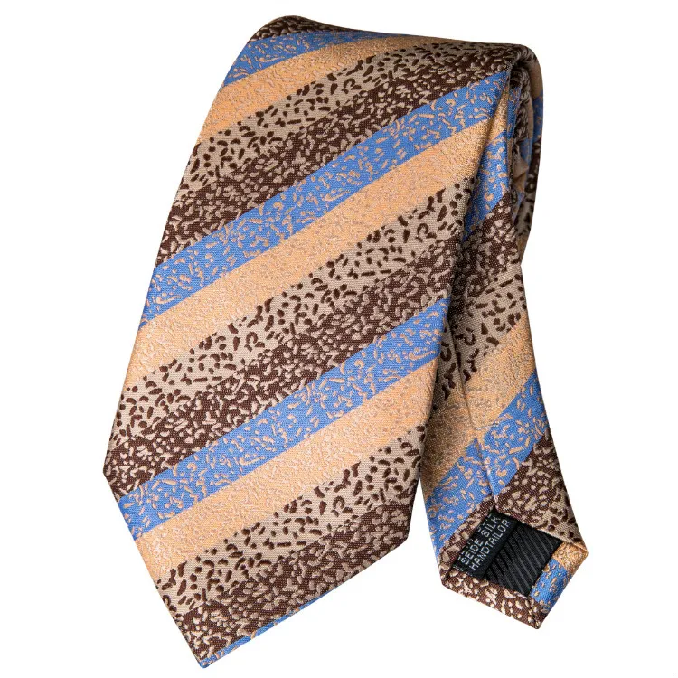 Wholesale Men Ties Yellow 100 Silk Neckties Striped Ties Hanky Set