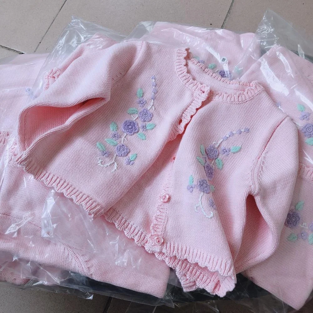 
baby girl cardigan kids sweater handmade flower cotton children clothes wholesale boutiques fashion ready made lots  (62146185842)