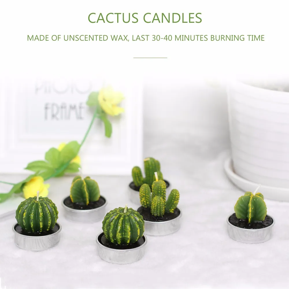 Artificial Green Plants Candle Decoration Cactus Candles Wholesale