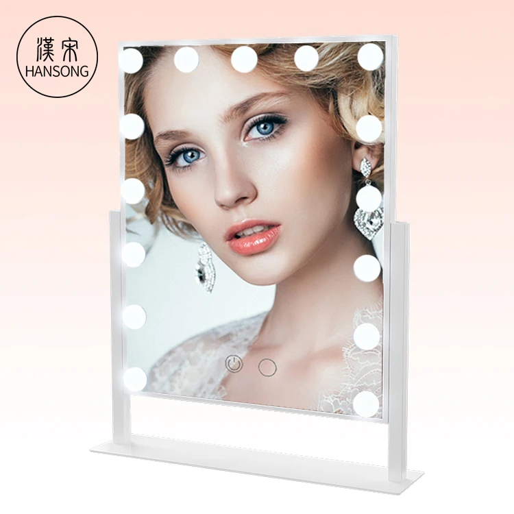 

15 Bulbs Hollywood Makeup Mirror LED Lighted Vanity Mirror with Frame, Black;white;pinkr;customized colors
