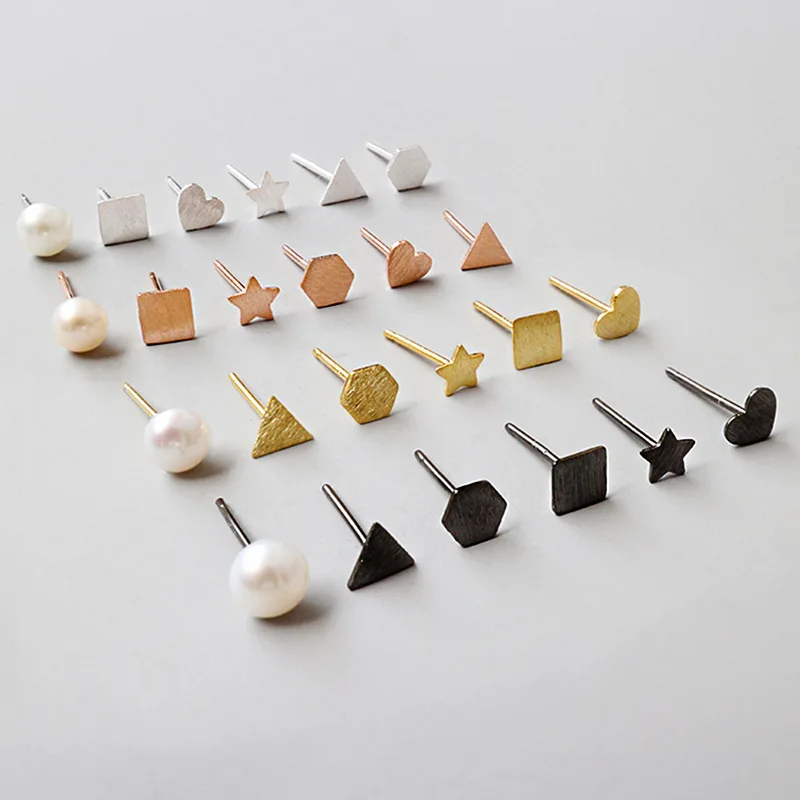

Changeable 6 pcs geometrical shape classic asymmetry Silver earring jewelry set