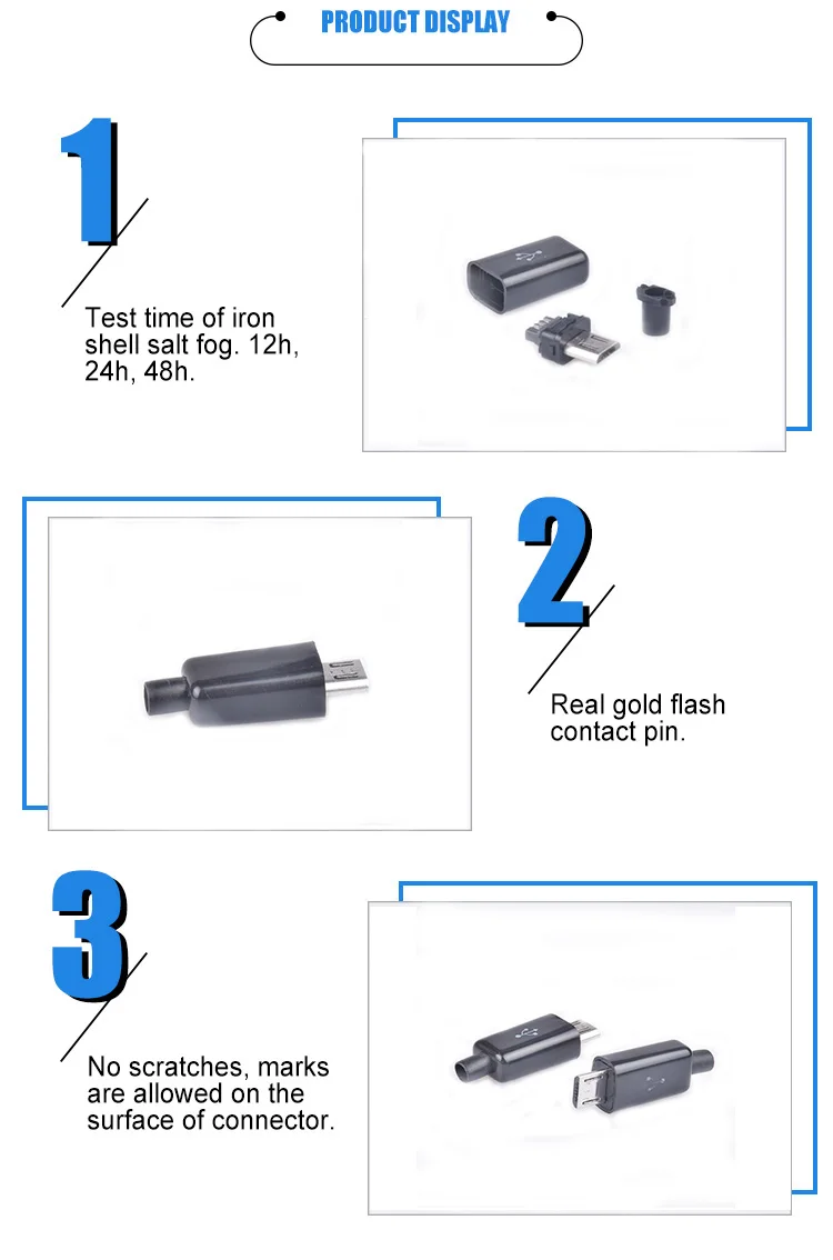 Assembly 5 Pin Micro USB Male Connector