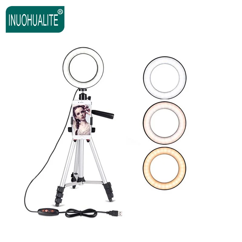 

5.7 Small Mini Selfie Ring Light With Tripod Stand & Cell Phone Holder, Black