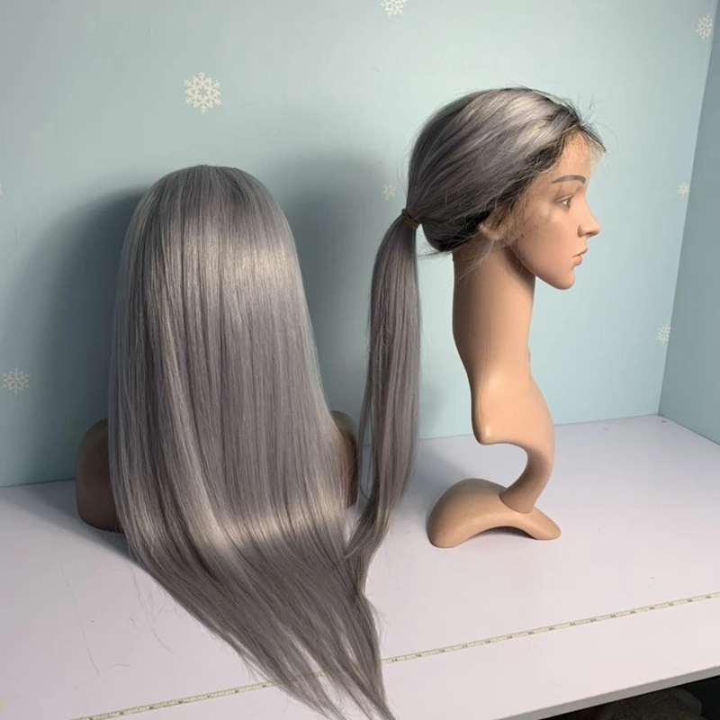 

8-30 inch Cuticle Aligned virgin hair for beautiful black woman transparent lace grey color Human Full Lace Wig for cheaper