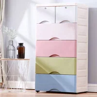 

Cloth 5 Tier Cupboard Baby Wardrobe Kid Lock Wheel Plastic Drawer Storage Cabinet
