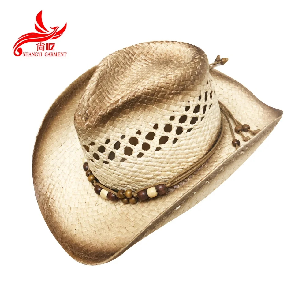
Promoiotn party gift custom ribbon decorate straw cowboy hat with print logo 