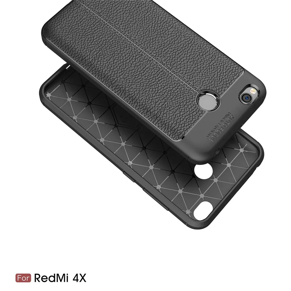 2017 New Design Carbon Fiber Lichee Pattern For Xiaomi Redmi 4X Soft TPU Case For Xiaomi Redmi 4X