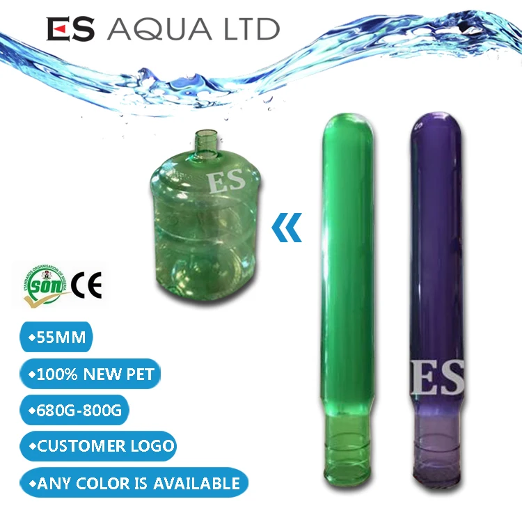 
55mm 18.9 19L 20 liter 5 gallon water pet plastic bottle or preform machine price manufacturers in china pet preform 