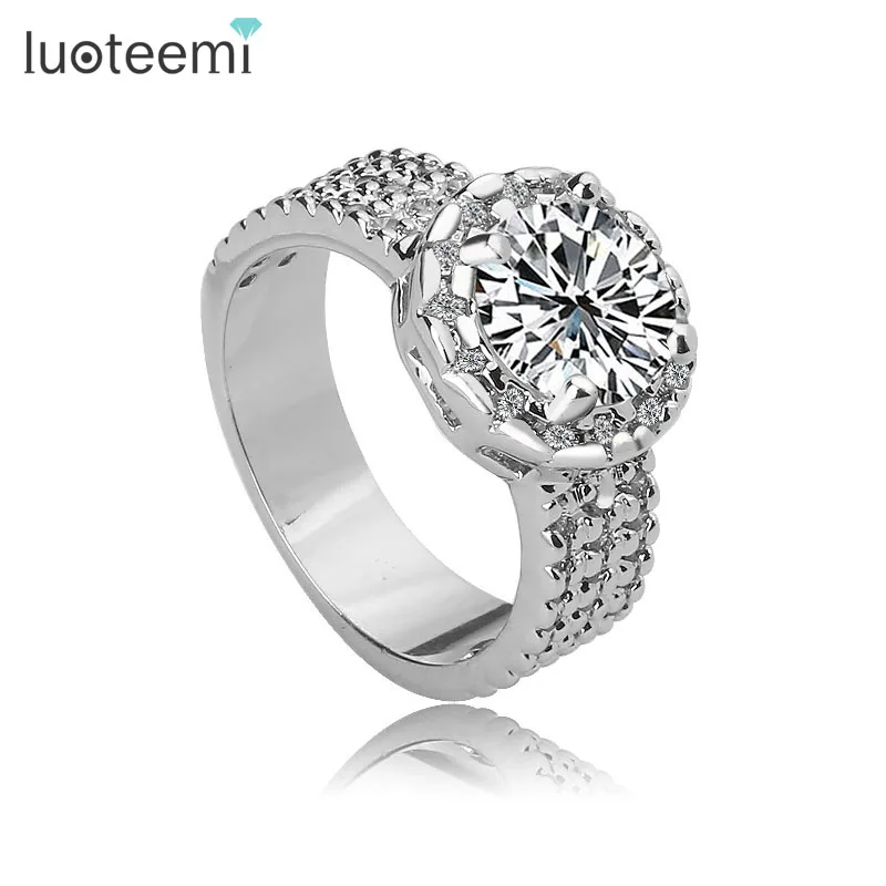 

LUOTEEMI 2015 Alibaba Fashionable Micro Pave Setting Platinum Plated Luxury Women Bridal CZ Ring, N/a