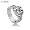 LUOTEEMI 2015 Alibaba Fashionable Micro Pave Setting Platinum Plated Luxury Women Bridal CZ Ring