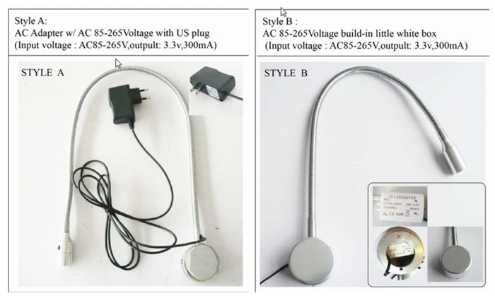 led beside hotel reading wall 2w light with switch on cap