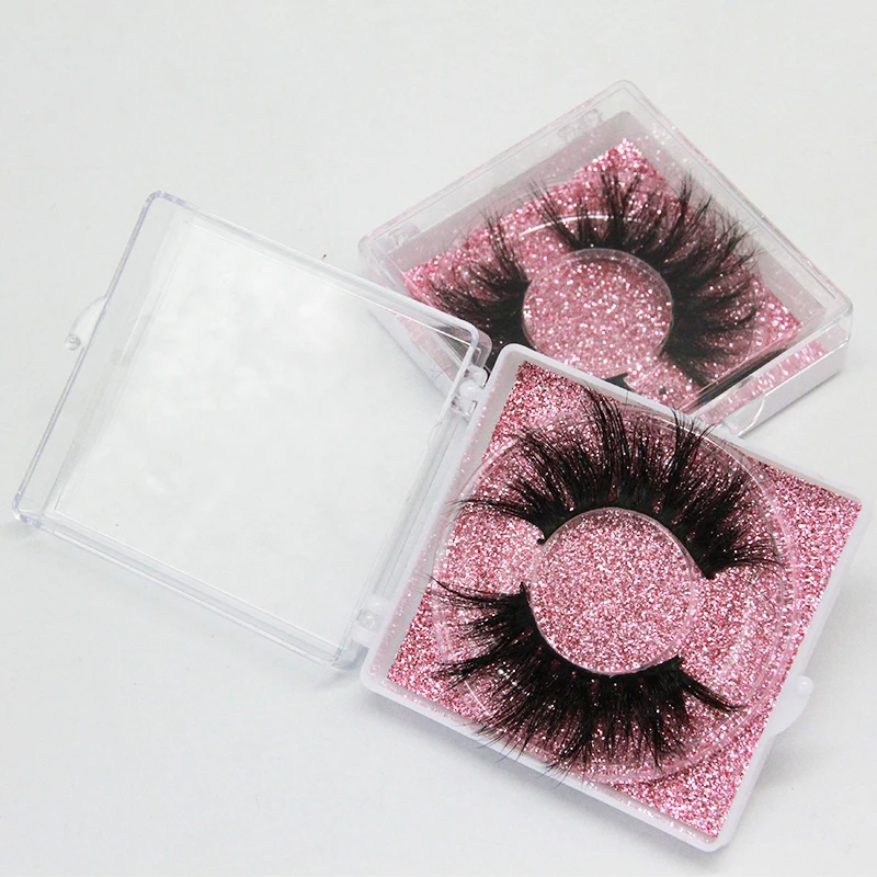 

Custom Packaging Own Brand 25mm 5D Mink Eyelashes Private Label Square Lash Box