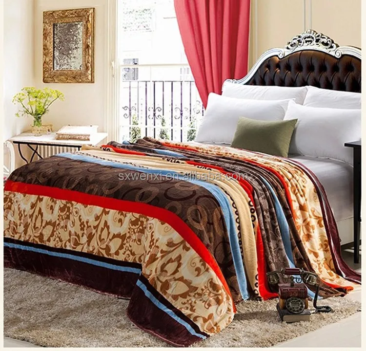 100% פוליאסטר סופר רך מיקרו סיבי מינק הדפסת פלנל חורף שמיכות למיטה זוגית