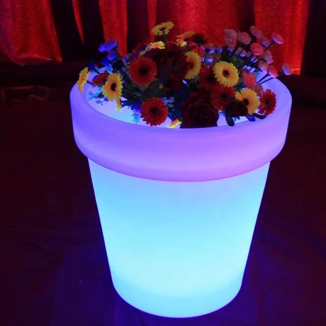 

Factory price wholesale plastic vases led RGB color changing outdoor flower pots