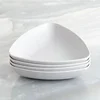 Dishwasher safe wholesale triangle shaped white fine porcelain plates for restaurant