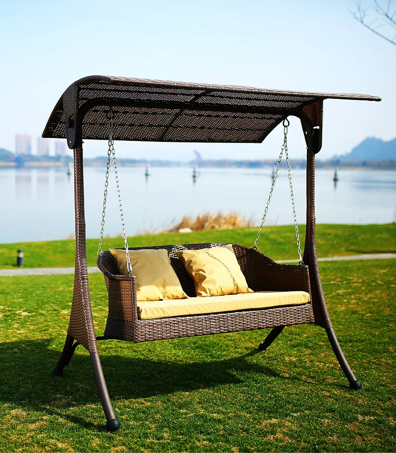 High Quality Wicker Rattan Swing Garden Chair Canopy Beach Metal