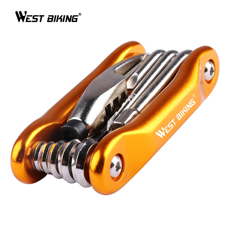 

WEST BIKING 10 in 1 Multifunction bike Repair Tool Maintenance Carbon Steel Multi-function Bicycle Repair Tools Kit, Blue/gold/black/red