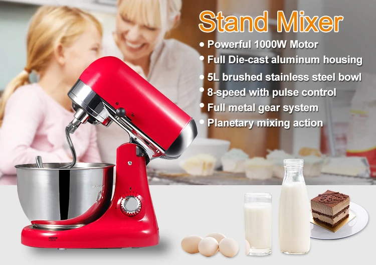 4.7L 1000W planetary gearbox stand mixer with rotating bowl