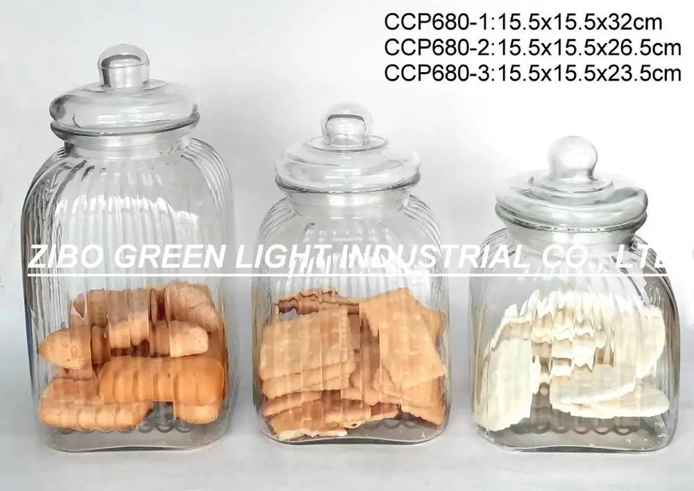 Wholesale Square Glass Cookie Jar With Wooden With Lid Embossed Design(ccp932wt) Buy Glass