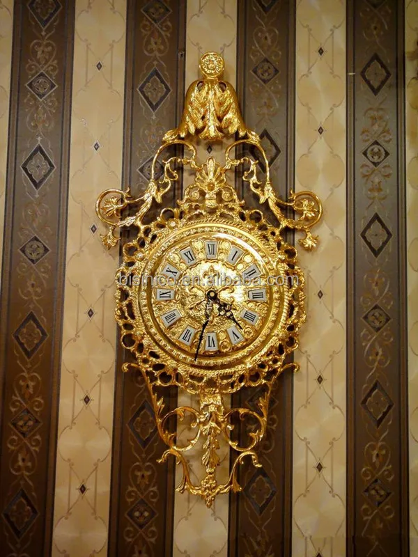 Luxury Wall Decorative Hanging Brass Clock Retro Brass With 24k