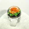 Fashionable big epoxy resin dried flower round finger buy rings for wedding engagement