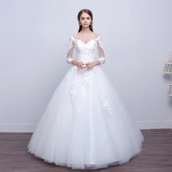 2017 Coréen Dentelle à Manches Longues Robe De Bal Robes De Mariée Plus La Taille Robe De Mariée Buy Robe De Bal à Manches Longuesrobes De Mariée