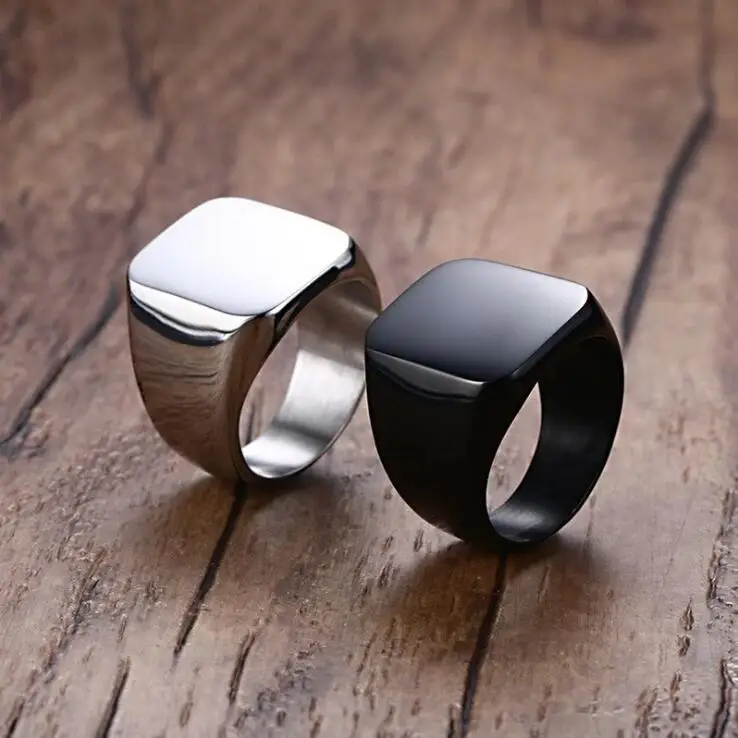 

Vintage Style Stainless Steel Rings for Men Gold Polished Black Ring