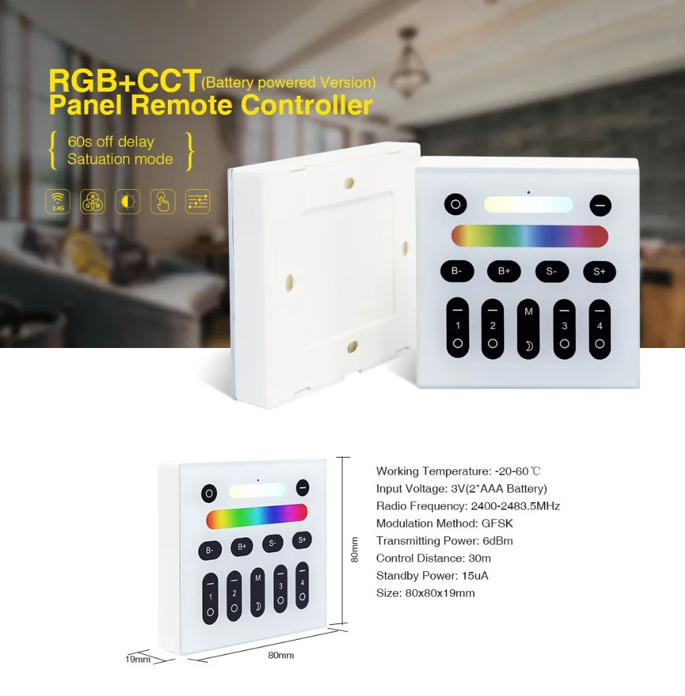 Gledopto RF remote rgb touch controller zigbee plus products Wall mounted switch dimmable - ANKUX.COM