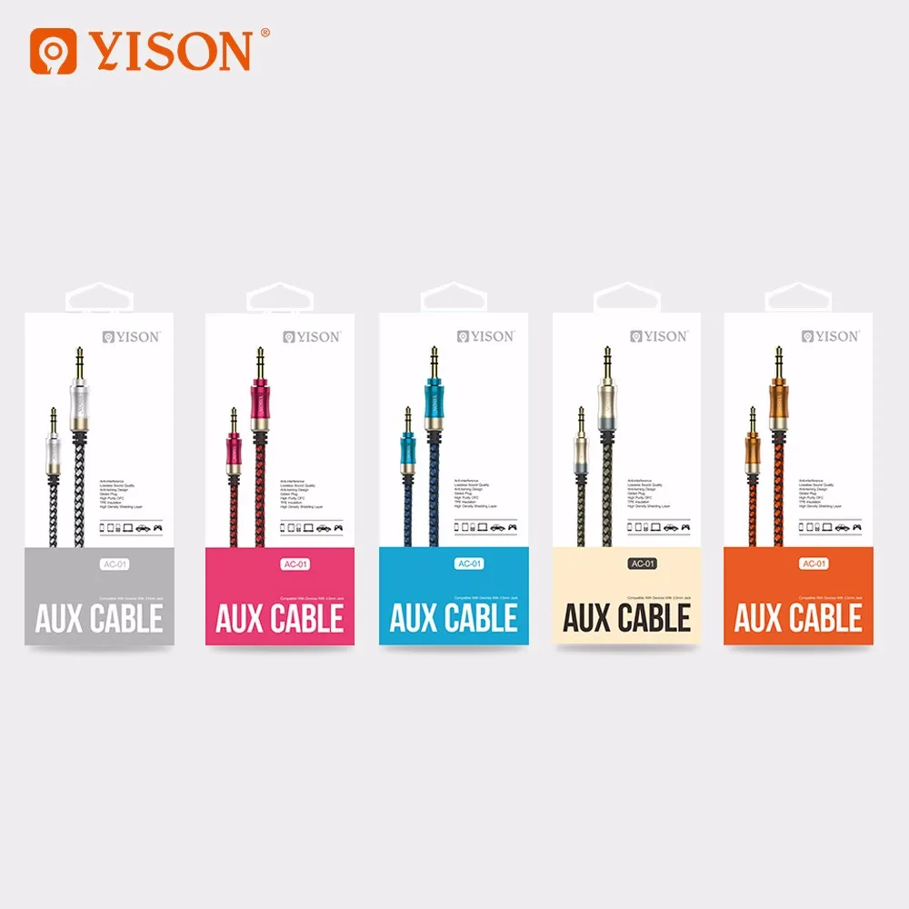 Yison AC-01 Metal Cable Fabric Braided Custom Aux Cable Audio Cable with 3.5mm Jack