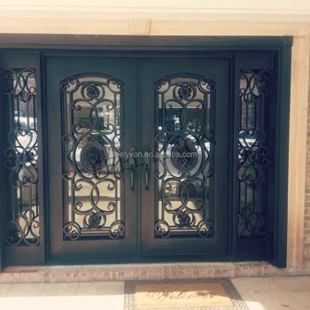 Square Top Wrought Iron Exterior Doors With Sidelight Fd 576 Buy Wrought Iron Exterior Door With Sidelight Exterior Doors With Sidelights Steel