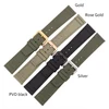 100% High Quality Economic Army Green Canvas Watch Strap With IPG/ PVD black Hardware
